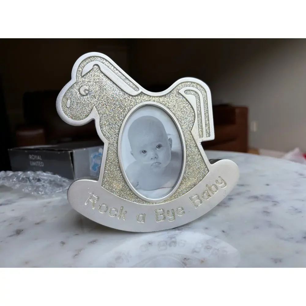 NWT Royal Limited Silver Rock a Bye Baby Rocking Horse Photo Frame w/ Box